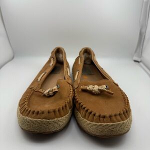 UGG Suede Shearling Moccasin Flats Brown Rope Detail Slip On Casual Shoes